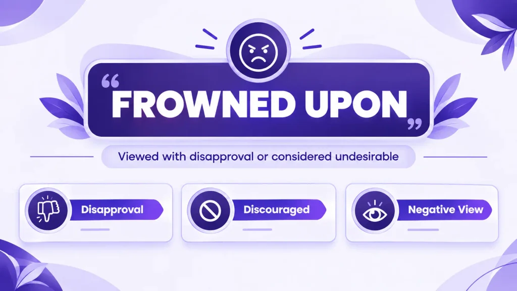 Meaning of frowned upon as disapproval or negative judgment