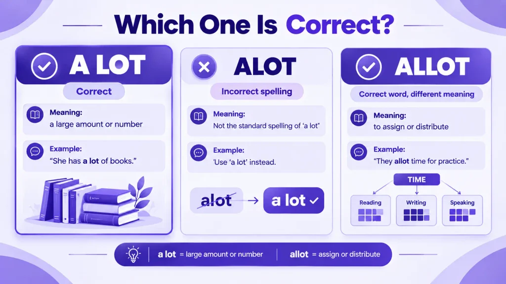A lot vs alot vs allot spelling and meaning guide