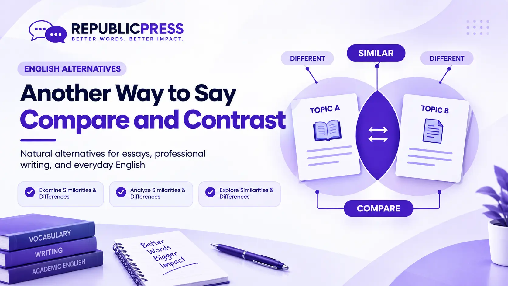 what is another way to say compare and contrast