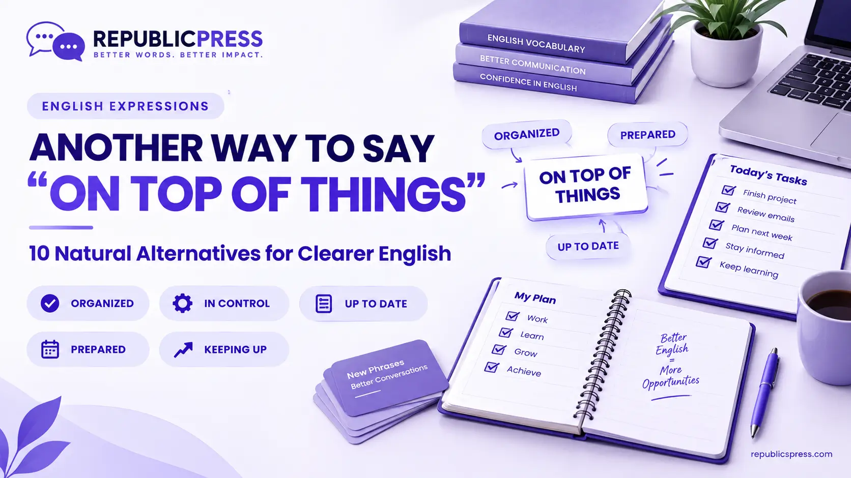 another way to say on top of things