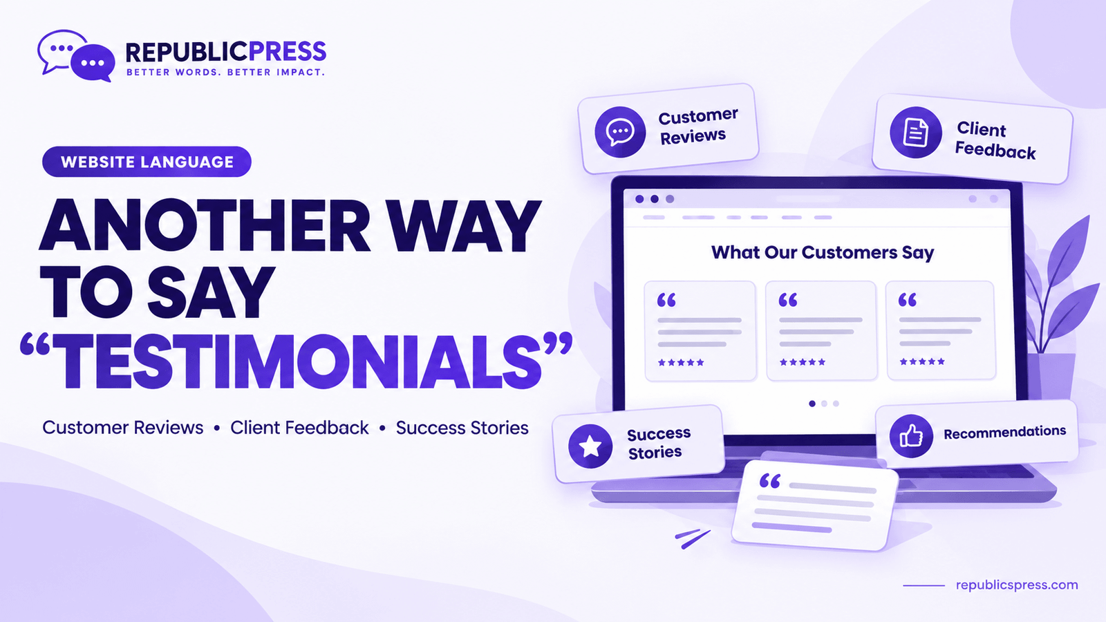 another way to say testimonials on a website