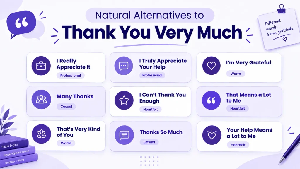 Natural alternatives to thank you very much in American English