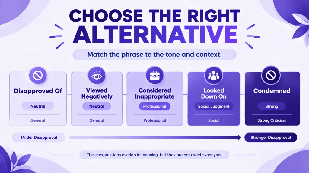 How to choose an alternative to frowned upon based on tone and context
