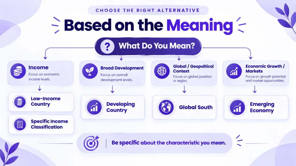 Decision guide for choosing precise alternatives to Third World country