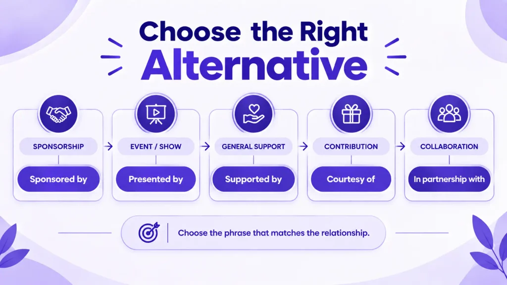 Choosing the right alternative to brought to you by based on context