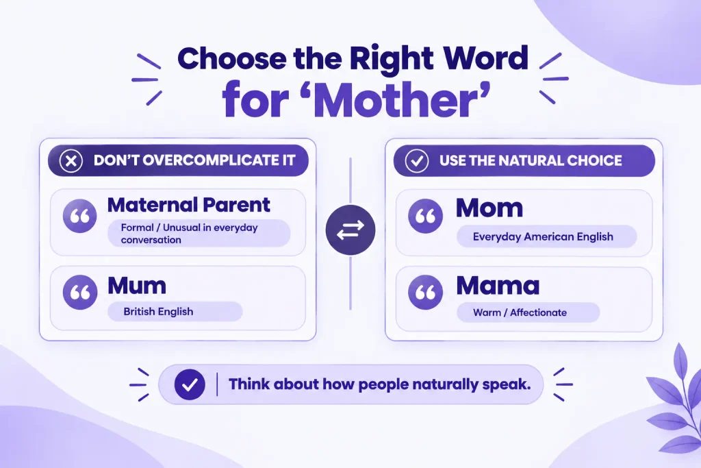 Common mistakes when choosing another way to say mother in American English