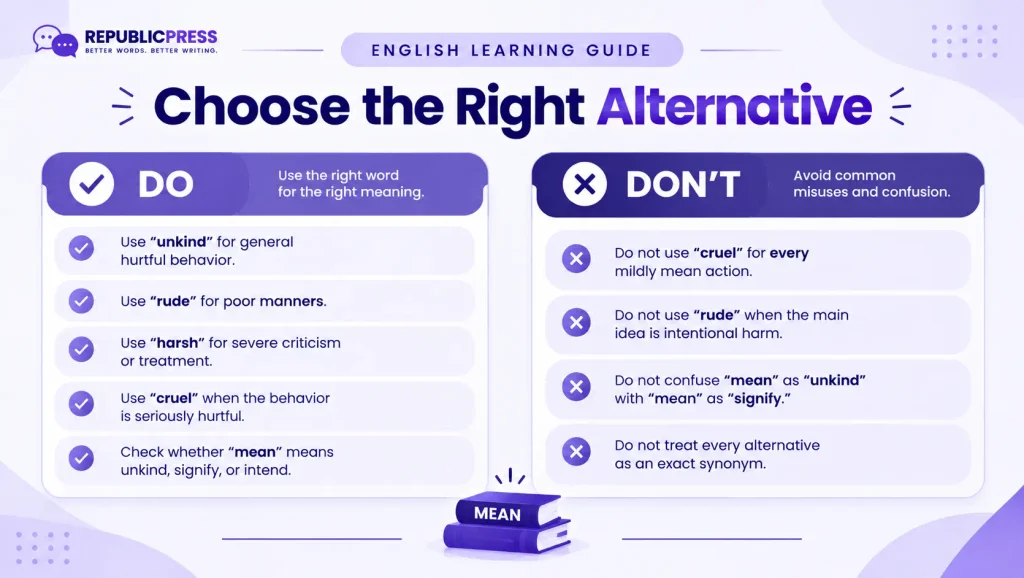 Dos and don’ts for choosing alternatives to the word mean