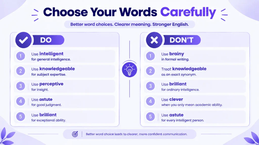 Common mistakes when choosing alternatives to the word smart