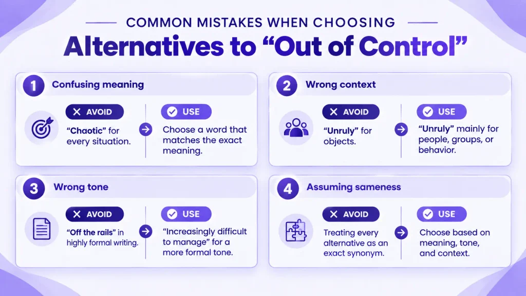 Common mistakes when using alternatives to out of control