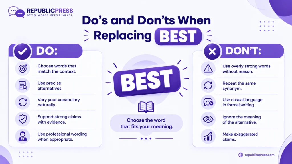 Dos and don'ts for choosing alternatives to the word best