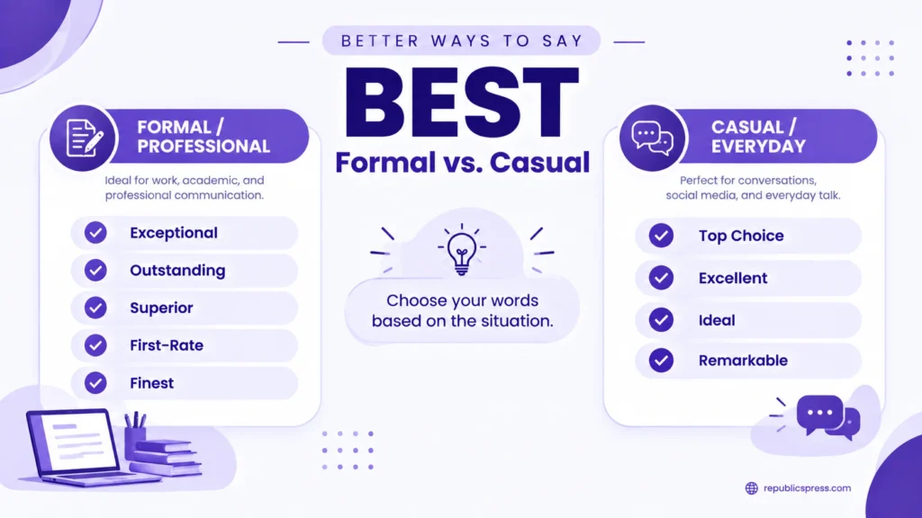 Formal and casual alternatives to the word best