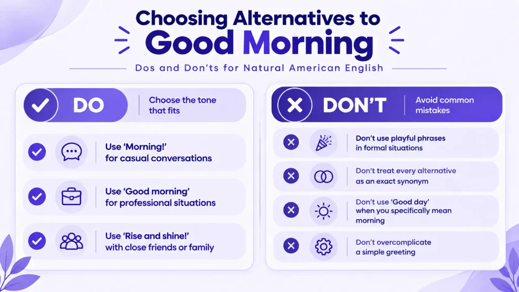Common mistakes when choosing alternatives to good morning