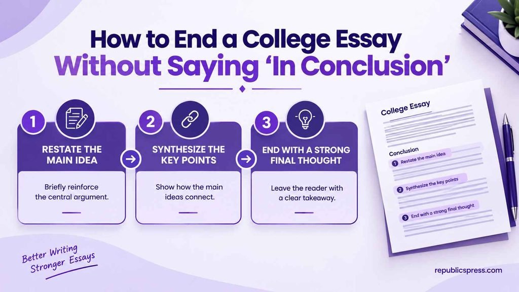 How to end a college essay without saying in conclusion