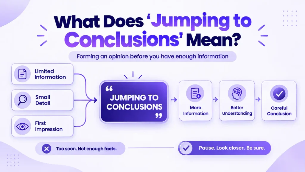 Visual explanation of what jumping to conclusions means before having enough information