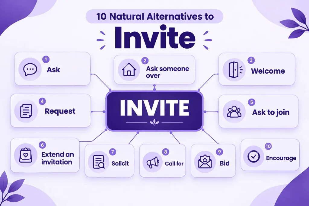 10 natural alternatives to invite including ask welcome request and extend an invitation
