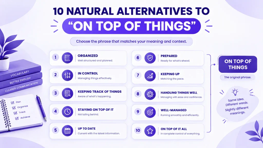 natural alternatives to on top of things including organized prepared and up to date