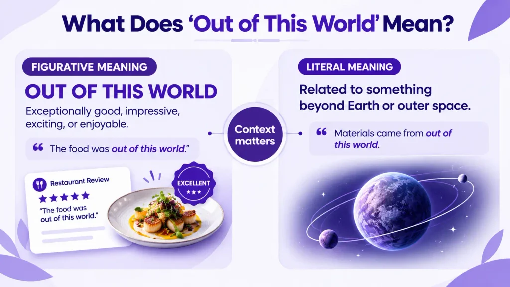 Figurative and literal meanings of the phrase out of this world