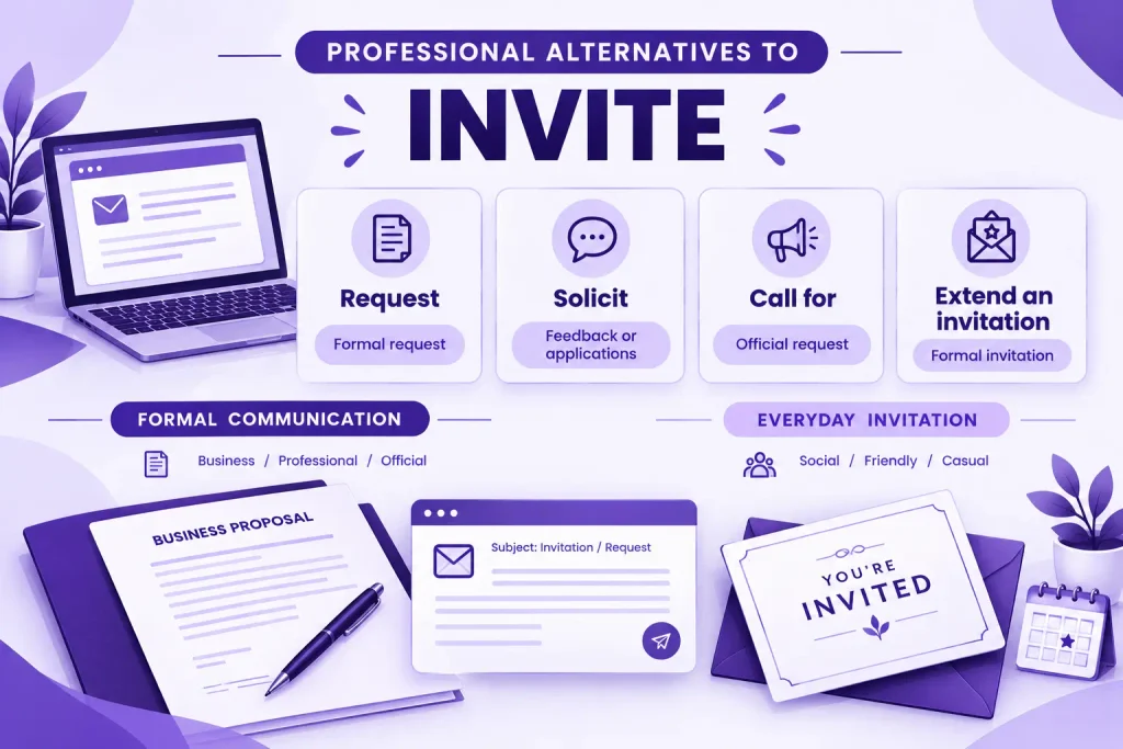 Professional alternatives to invite including request solicit and extend an invitation