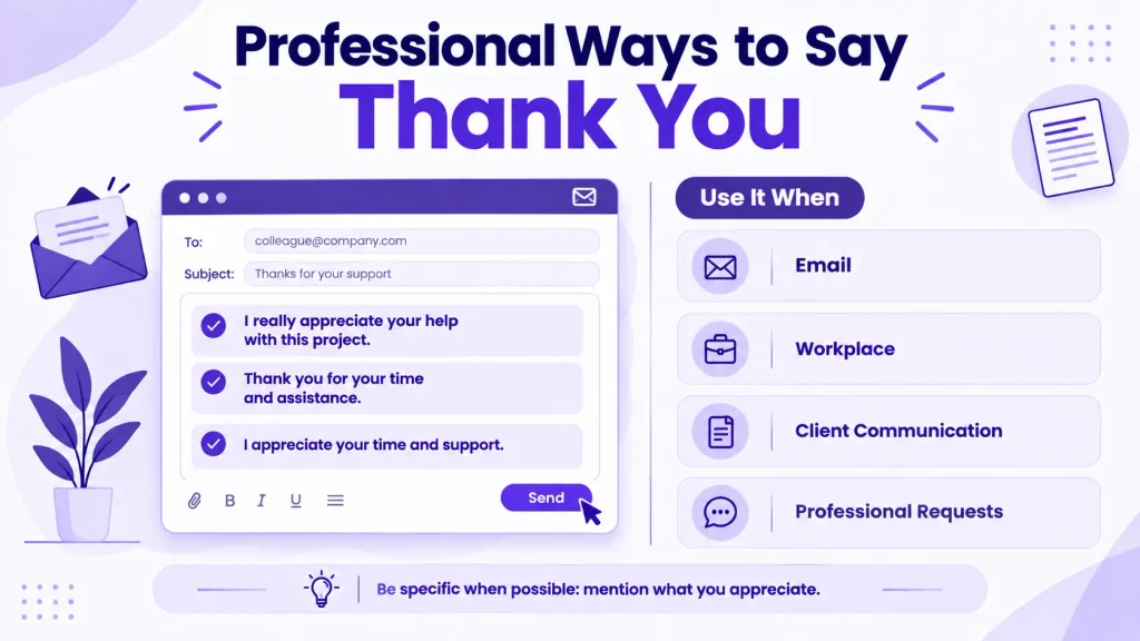 Professional thank you phrases for emails and workplace communication