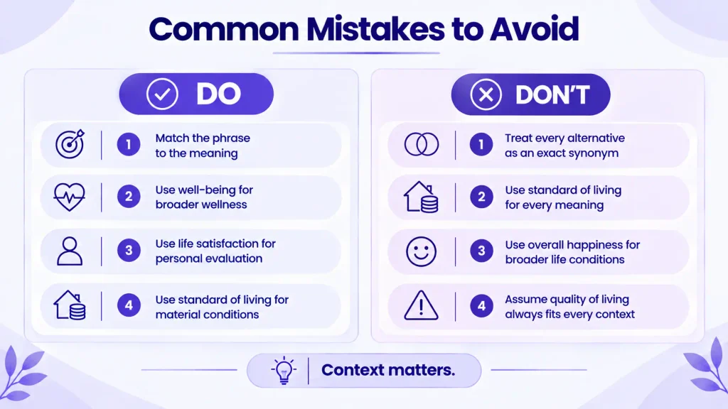 Quality of life alternatives common mistakes do and don't guide