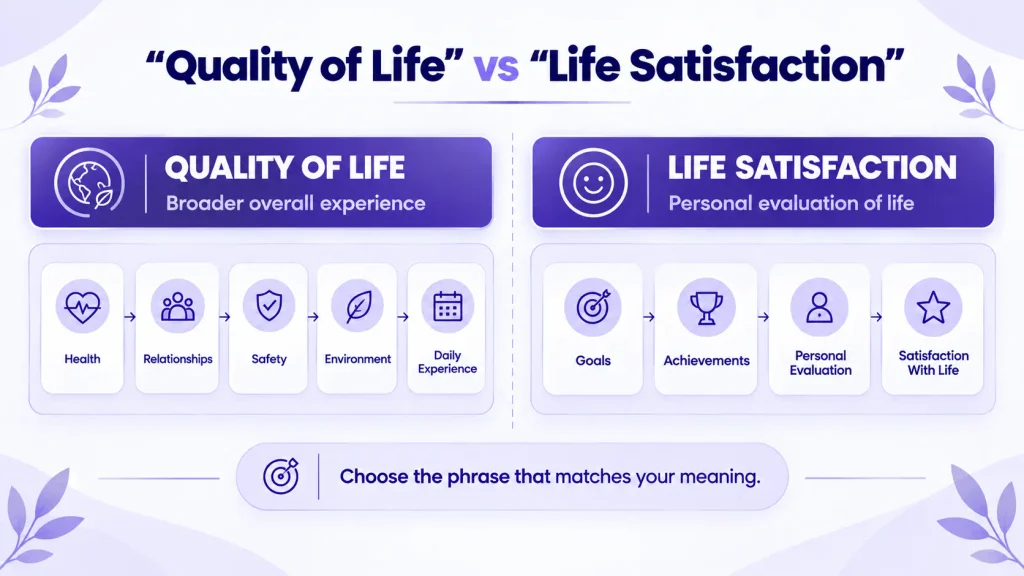 Quality of life vs life satisfaction meaning comparison