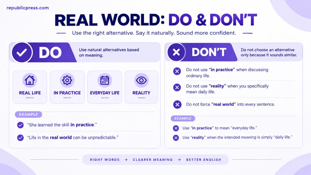 Do and don't guide for using alternatives to real world correctly