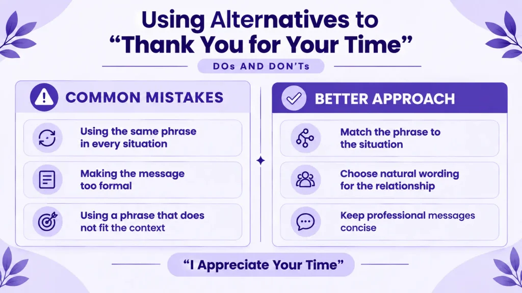 Common mistakes when saying thank you for your time