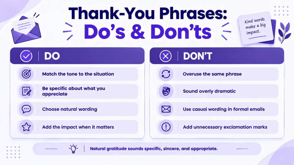 Dos and don’ts for using thank you phrases in English