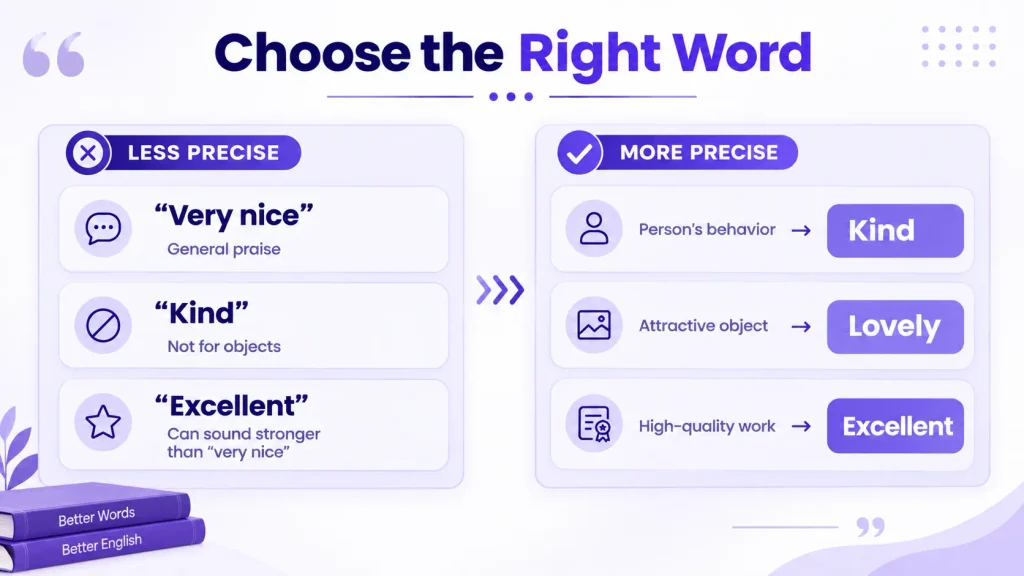Common mistakes when choosing alternatives to very nice in American English