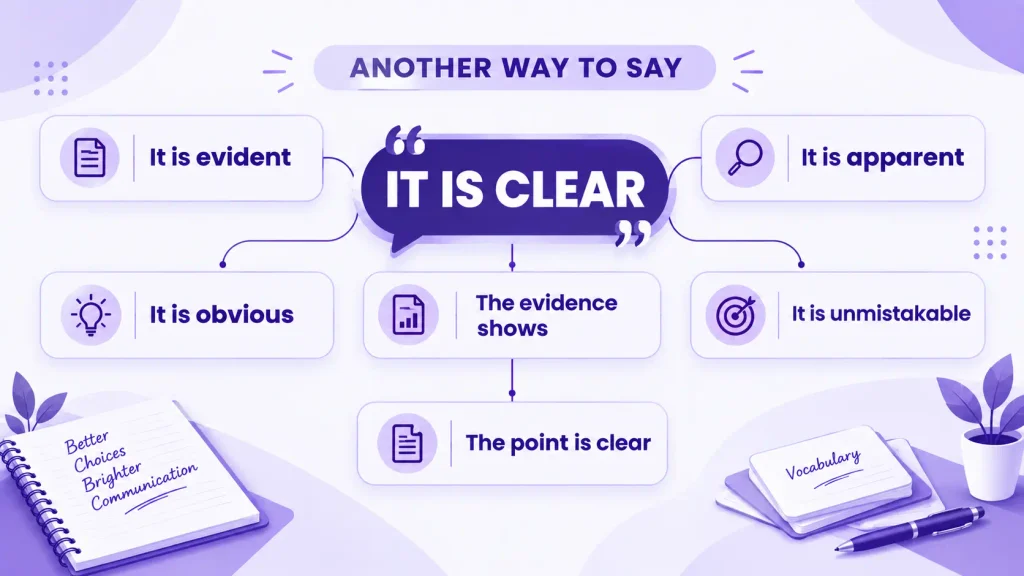 Another way to say it is clear with natural English alternatives