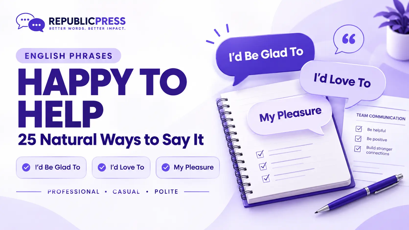 another way to say you are happy to do something
