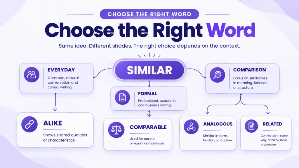 Guide to choosing the right alternative to similar for different English contexts