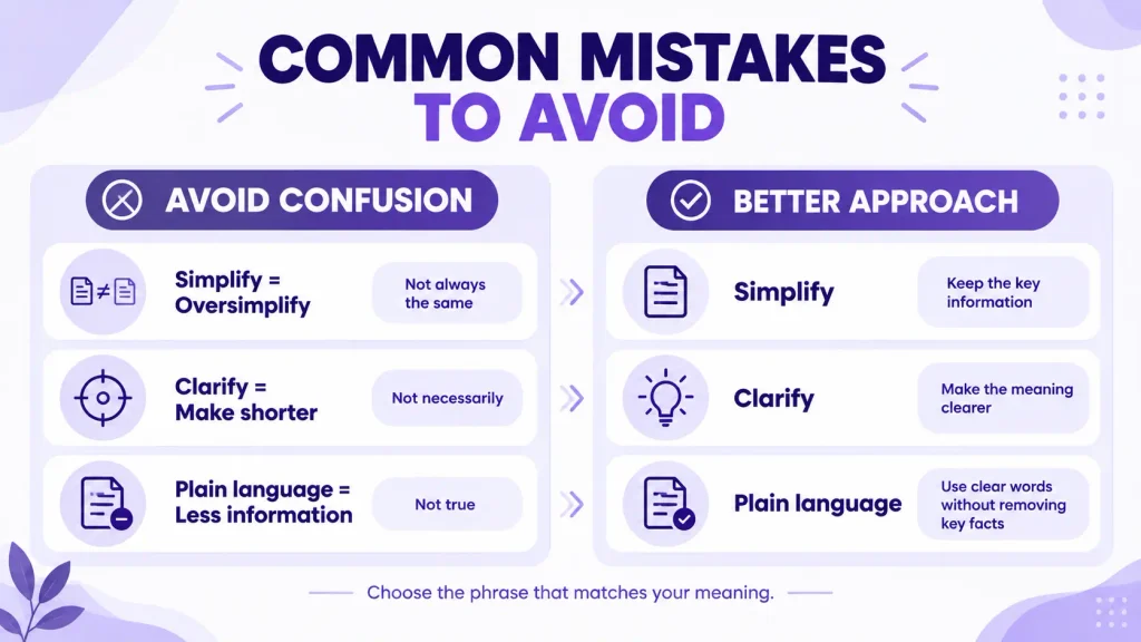 Common mistakes when choosing simpler language alternatives and better word choices