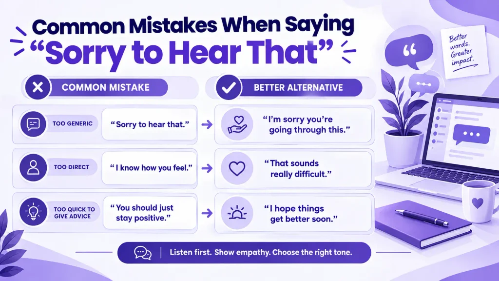 Common mistakes and better alternatives for saying sorry to hear that