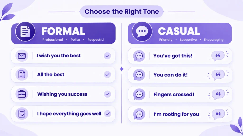Formal and casual ways to say good luck in English