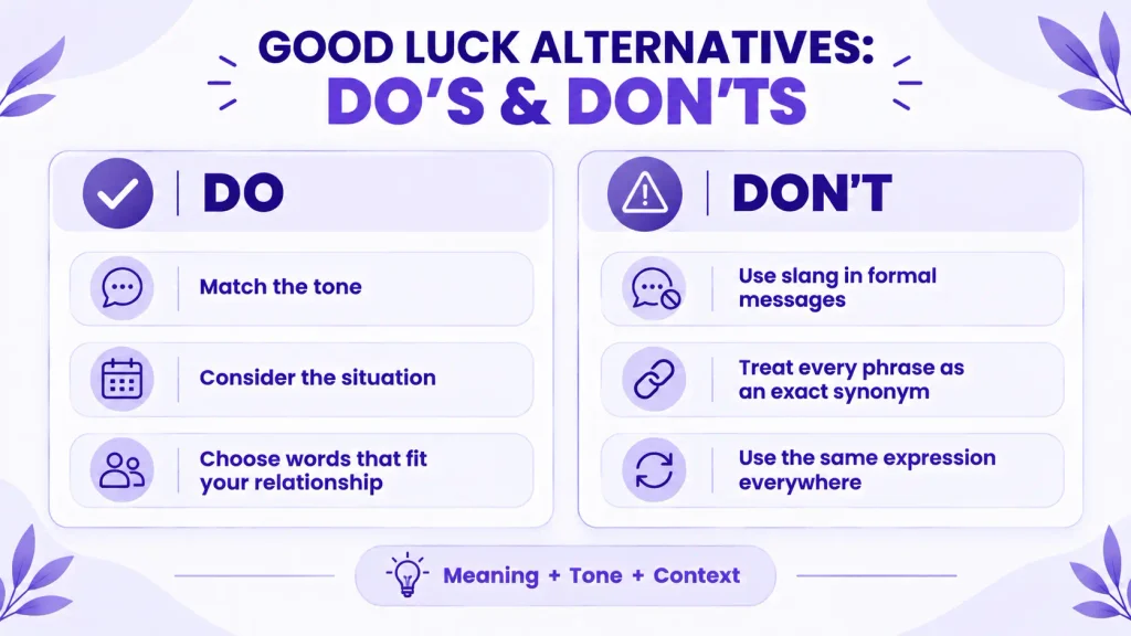 Dos and don'ts for choosing alternatives to good luck