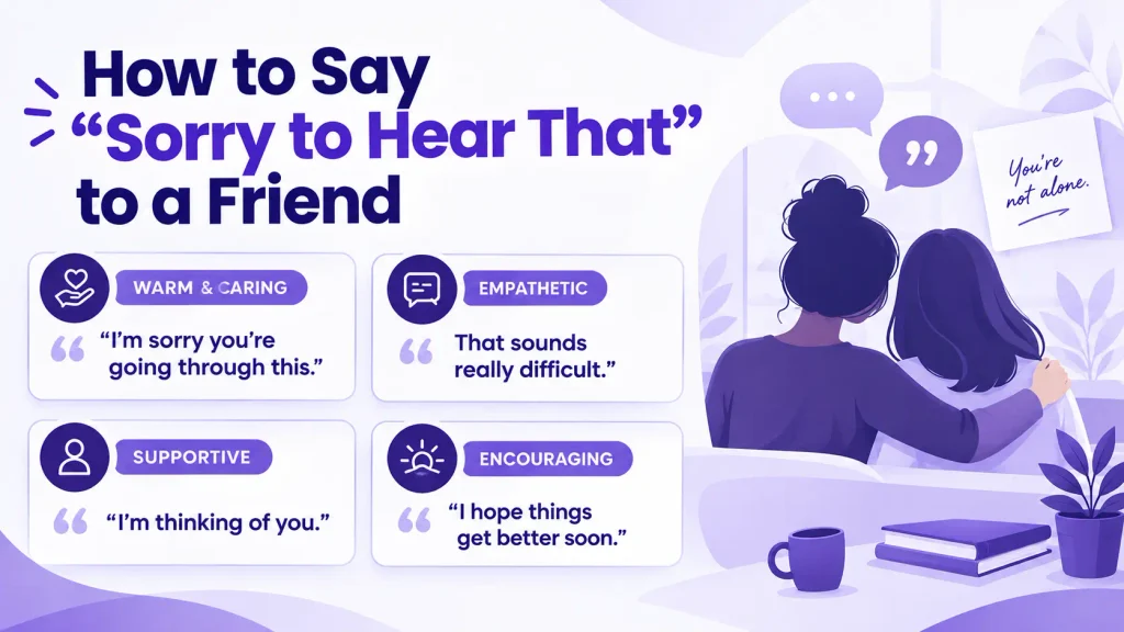 Caring alternatives to sorry to hear that when talking to a friend